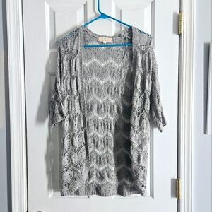 Y2K Gray Open-Front Knit Sweater